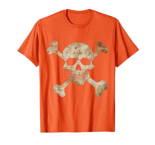 Halloween Designs. Pirate Flag Skull and Crossbones Skeleton Graphic Halloween T-Shirt - size chart