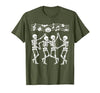 Dancing Skeletons Halloween Party Music Shirts Spooky Skeletons Symphony Halloween Dance Music Men Women T-Shirt - size chart