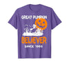 BlackThreadCa Great Pumpkin Believer Halloween Fun Graphic T-Shirt - size chart