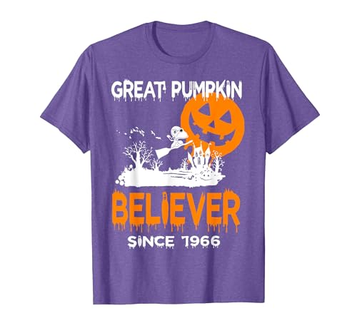 BlackThreadCa Great Pumpkin Believer Halloween Fun Graphic T-Shirt - size chart