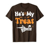 She's My Trick He's My Treat Halloween Couple Tees He's My Treat Skeleton Couples Matching Couple Halloween T-Shirt - size