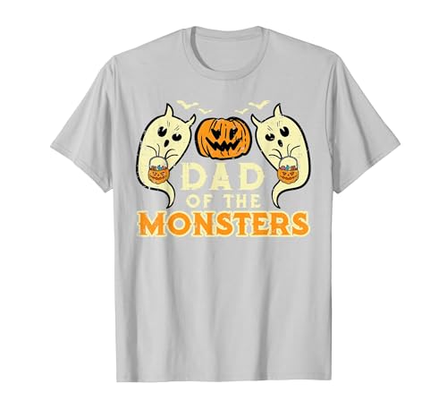 Mens Halloween Shirts For Dad Daddy Papa Men Halloween Dad of Monsters Funny Family Costume Papa Daddy T-Shirt - size chart