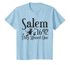 Salem 1692 They Missed One Witch Tees 1692 They Missed One Salem Womens Halloween Distressed T-Shirt - size chart