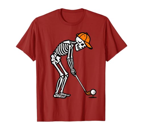 Halloween Tees for Women Men Kids Skeleton Golf Halloween Golfer Costume Dad Mens Boys Kids T-Shirt - size chart