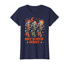 Dancing Skeleton Girls Retro Country Halloween Tee Boot Scootin Cowgirl Spooky Western Line Dance T-Shirt - size chart