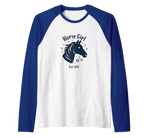 Mademark Horse Girl For Life Equestrian Passion Horseshoe Luck Raglan Baseball Tee - size chart