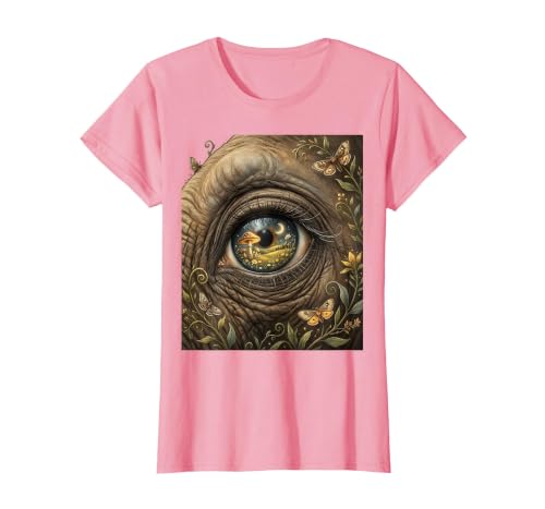 Mademark Elephant Eye Landscape Reflection Wildlife Art T-Shirt - Women - size chart