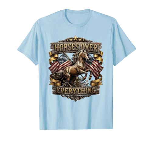 Mademark Horses Over Everything Equestrian Design T-Shirt - Men - size chart