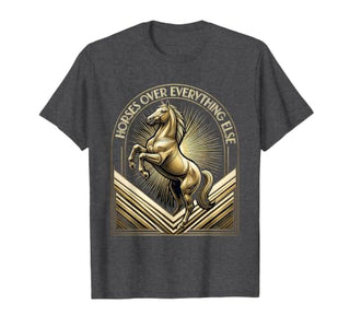 Mademark Horses Over Everything Equestrian Design T-Shirt - Men - size chart