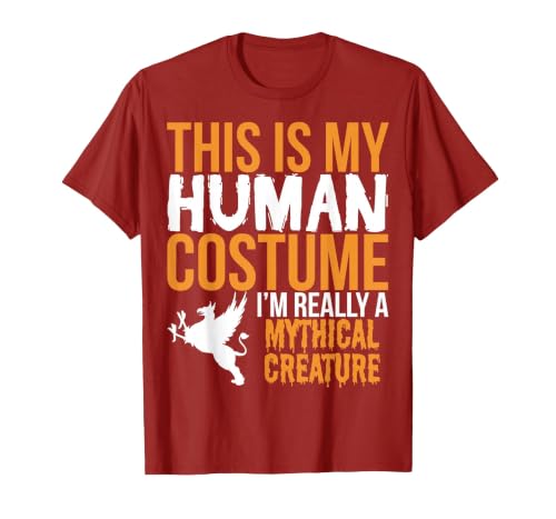 This is My Human Costume Mythical Creature - Halloween Funny T-Shirt - size chart