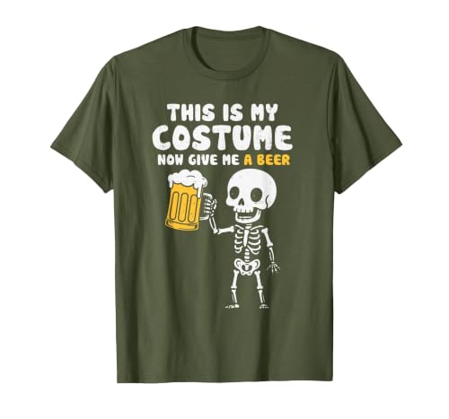 Halloween Tees Women Men Kids This is My Costume Beer Halloween Party Drinking Dad Mens T-Shirt - size chart