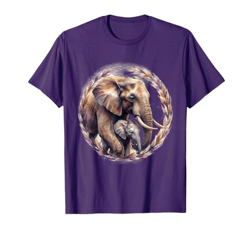 Mademark Elephant Love Gentle Trunk Embrace Wildlife Art T-Shirt - Men - size chart