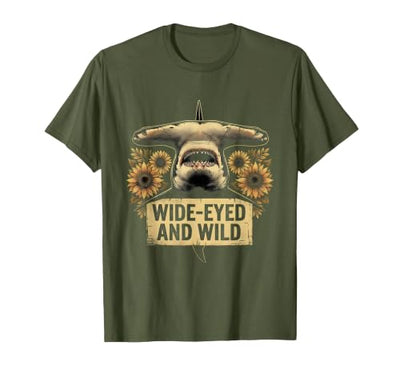Wide-Eyed and Wild Hammerhead Shark Design T-Shirt