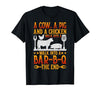 Cow A Pig And A Chicken gift idea A Cow A Pig and A Chicken Walk Into A BBQ The End Barbecue T-Shirt - size chart
