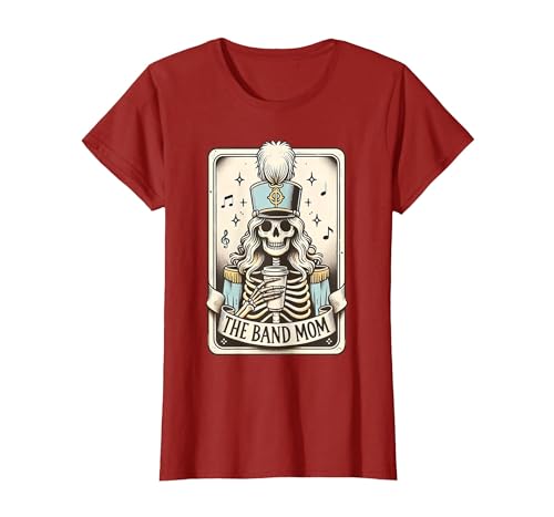 Marching Band Mom Tarot Card Skeleton Halloween Marching Band Mom Tarot Card Skeleton Mom Musical Instrument T-Shirt - size