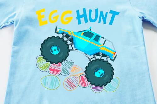 Easter Day Gift for Toddler Boy Baby Girl Tractor Loving Bunny T-Shirt — design detail