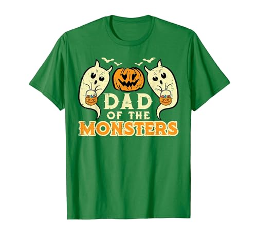 Mens Halloween Shirts For Dad Daddy Papa Men Halloween Dad of Monsters Funny Family Costume Papa Daddy T-Shirt - size chart
