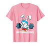 Excuses Don't Burn Calories Rabbit Fitness Gym Bunny T-Shirt — design detail