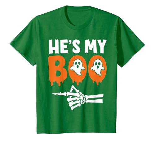 He's My Boo Matching Halloween Pajama Couples Funny T-Shirt - size chart
