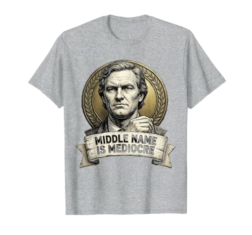 Mademark White Boy of the Year Middle Name Is Mediocre T-Shirt - Men - size chart