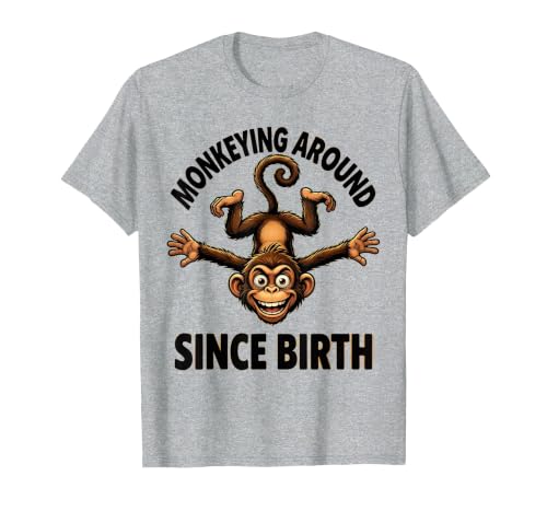 Mademark Monkeying Around Since Birth Funny Monkey Design T-Shirt - Men - size chart