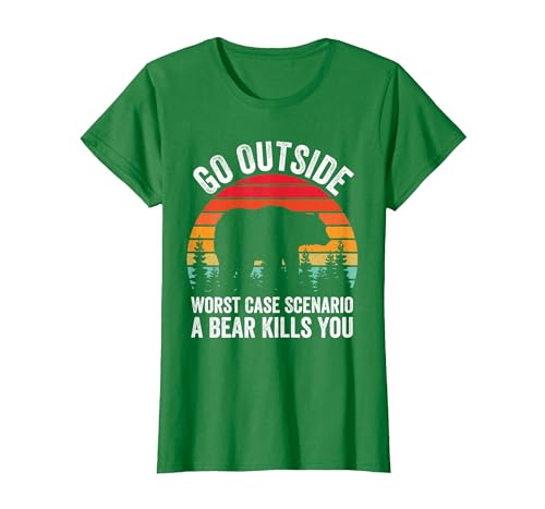 Go Outside Worst Case Scenario A Bear Kills You Camping T-Shirt - size chart