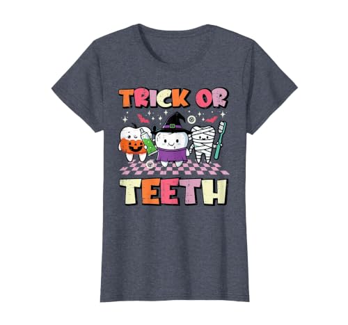 Halloween Shirts For Women Men Kids Boys Girls Halloween Dentist Trick Or Teeth Dental Costume Men Women T-Shirt - size chart