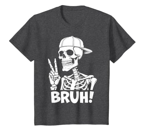 Skeleton Peace Sign Shirts For Men Women & Kids Bruh Skeleton Hand Peace Sign Halloween Skeleton Hand Sign T-Shirt - size