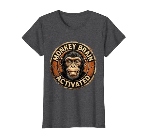 Mademark Monkey Brain Activated Funny Primate Design T-Shirt - Women - size chart