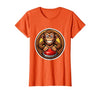 Mademark Monkey Pressing Big Red Button Funny Stupid Tee T-Shirt - Women - size chart
