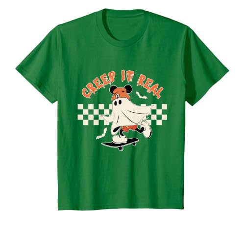 Halloween Creep it Real Vintage Ghost CKTEE2 Vintage Halloween Creep It Real Mouse Ghost Boy Fall Season T-Shirt - size chart