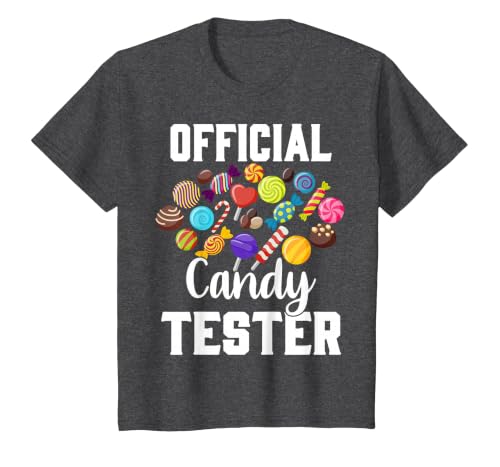 Candy Tester Sweets Lover Gifts & Apparel Official Candy Tester Halloween Costume Boys Girls Kids T-Shirt - size chart