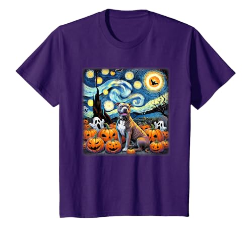 Pitbull Starry Night Tees Starry Night Pitbull Halloween T-Shirt - size chart