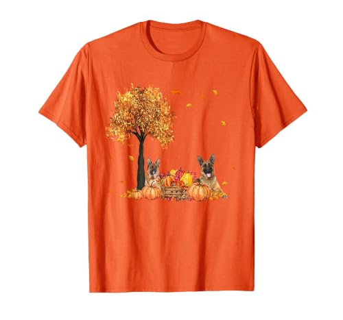 Funny German Shepherd Thanksgiving Halloween German Shepherd Autumn Leaf Fall Dog Thanksgiving Halloween T-Shirt - size chart
