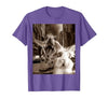 Funny Bunny Rabbit Selfie with T-Rex Tyrannosaurus Dinosaur T-Shirt — design detail