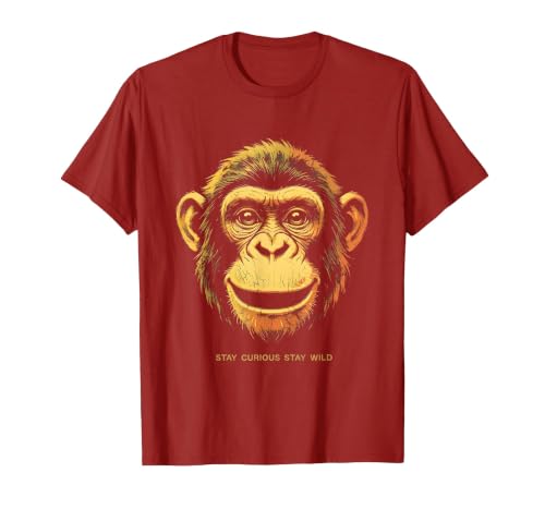 Mademark Stay Curious Stay Wild Monkey Graphic Design T-Shirt - Men - size chart