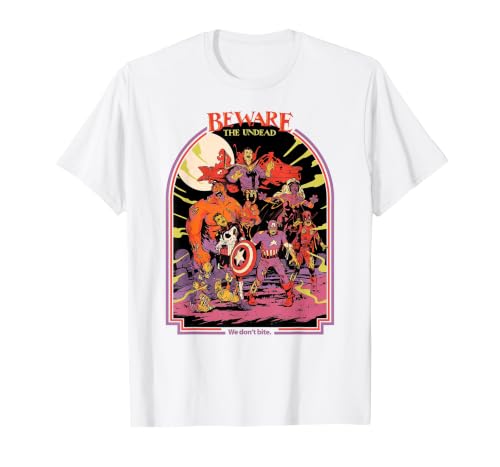 Marvel Zombies Beware the Undead We Don’t Bite Halloween T-Shirt - size chart