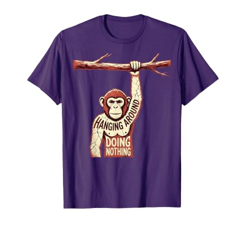Mademark Hanging Around Doing Nothing Funny Monkey Design T-Shirt - Men - size chart