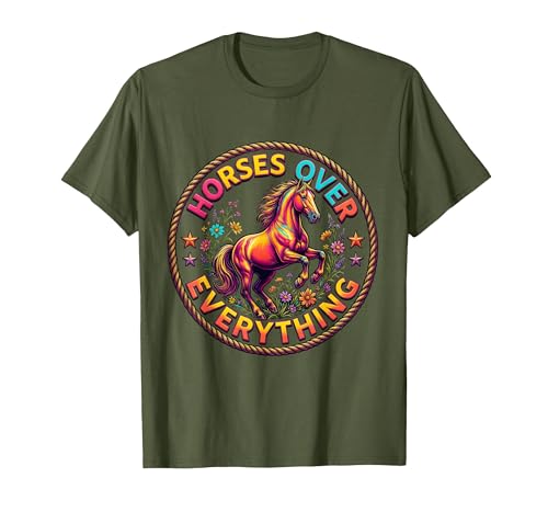 Mademark Horses Over Everything Women's Equestrian Design T-Shirt - Men - size chart