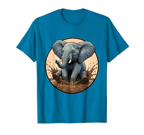 Mademark Baby Elephant Splashing in Muddy Puddle T-Shirt - Men - size chart