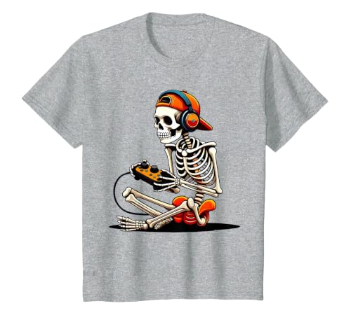 halloween skeleton shirts for teen boys men kids Halloween Skeleton Gamer Video Gaming Funny Gaming Skeleton T-Shirt - size