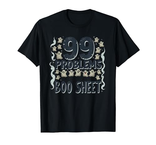 Mademark Ghost & Spirits - Ghost (99 Problems All) T-Shirt - size chart