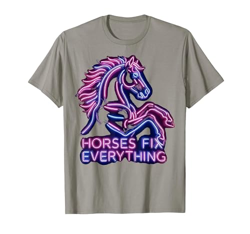 Mademark Horses Fix Everything Horse Riding Design T-Shirt - Men - size chart