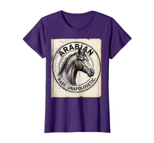 Mademark Arabian Rare Unapologetic Horse Portrait Design T-Shirt - size chart