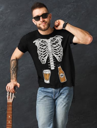 Tstars Pumpkin Halloween Shirt Men Scary Jack-O'-Lantern Face Funny Tee - size chart