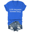 Nusyouc Life Happens Horses Help Equestrian T-Shirt Vintage Horse Lover T Shirt Tops - size chart