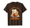 Boo Watercolor Pumpkin Cup Light Witch Hat Bottle Bourbon My Favorite Spirit is Bourbon Happy Halloween Boo T-Shirt - size