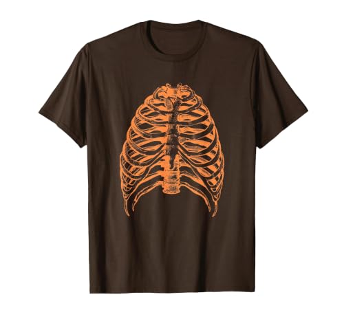 Orange Halloween Rib Cage Ribcage T-Shirt - size chart
