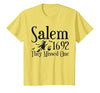 Salem 1692 They Missed One Witch Tees 1692 They Missed One Salem Womens Halloween Distressed T-Shirt - size chart