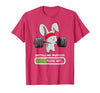 Bunny Gym Rabbit Weights Installing Muscles T-Shirt — design detail